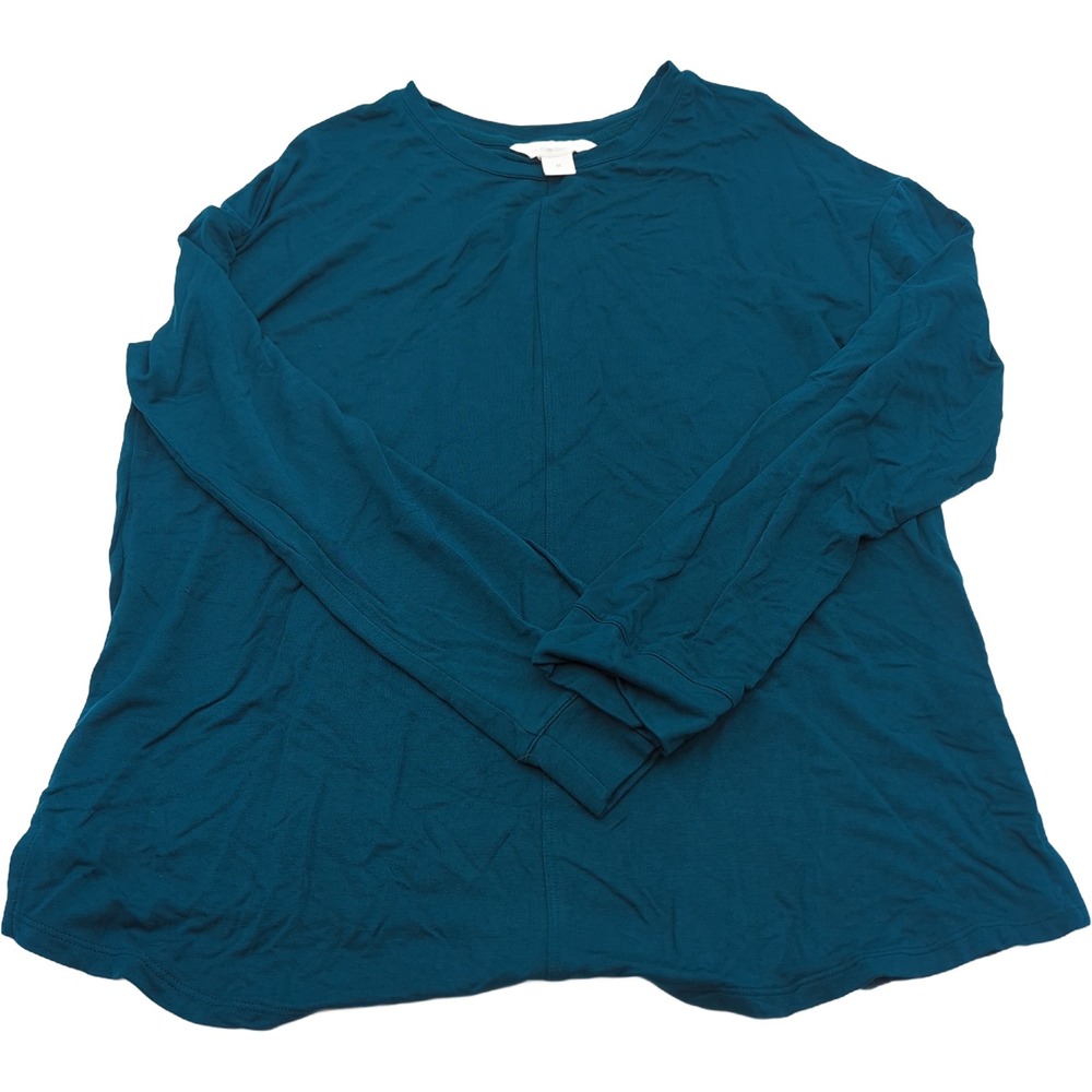 Liz Claiborne Womens Teal Blue Long Sleeve Crew Neck Tunic Top Size Medium